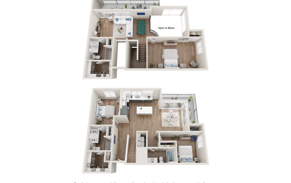 B7 - Penthouse - 3 bedroom floorplan layout with 3 bathrooms and 2337 square feet