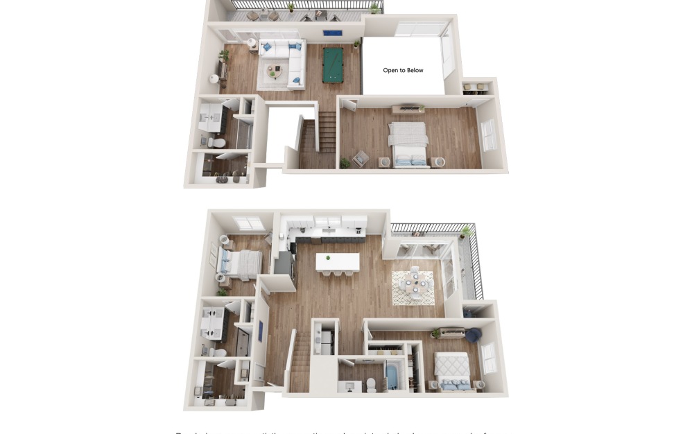 B8 - Penthouse - 3 bedroom floorplan layout with 3 bathrooms and 2632 square feet